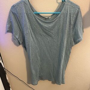 Blue Patterned Open Back Women's Top